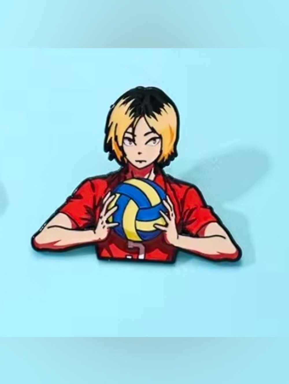 Anime Haikyuu!!: Kenma Kozume Enamel Pin - Red Shirt, Blonde & Black Hair